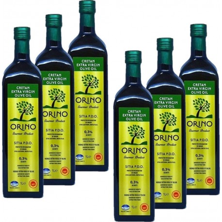 Aop Huile D'olive Bio Grecque Extra Vierge Orino les 6 bouteilles de 1.0L