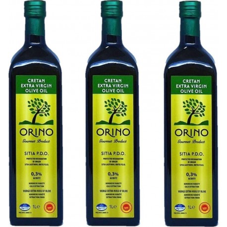 Aop Huile D'olive Bio Grecque Extra Vierge Orino les 3 bouteilles de 1.0L