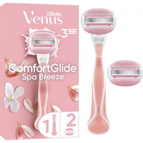 GILLETTE Rasoir Pour Femme Comfortglide Spa Breeze + 2 Recharges 1 manche et 2 recharges de lames