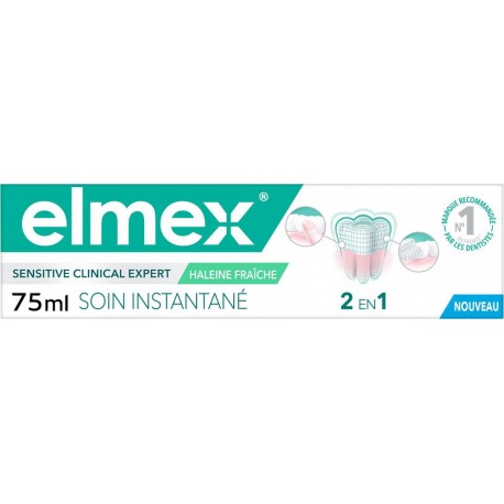 ELMEX Dentifrice Sensitive Clinical Expert Soin Instantané Haleine Fraîche le tube de 75ml