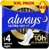 ALWAYS Serviette Hygiénique Secure Night avec Ailettes 40 serviettes hygéniques