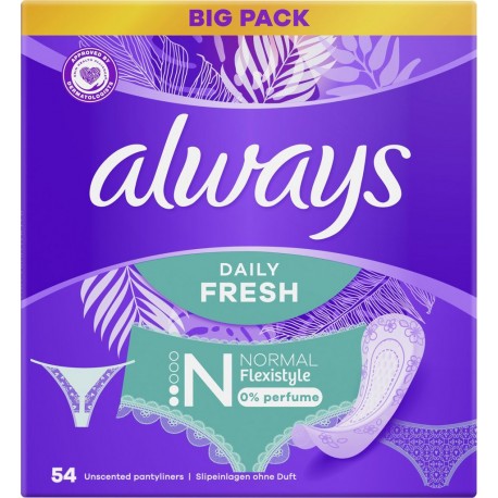 ALWAYS Protège-Slip Daily Fresh Normal Flexible 0% parfum 54 protège-slip