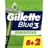 GILLETTE Rasoirs Jetables Blue 3 Sensitive Homme 10 rasoirs jetables