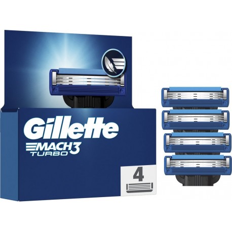 GILLETTE Lames de rasoir Pour Homme Mach 3 Turbo lot de 4 recharges de lames