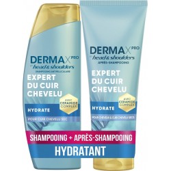 HEAD & SHOULDERS Shampooing & Après Shampooing Antipelliculaire Derma X pro Hydrate à l'huile de Noix de Coco lot de 2 flacons d
