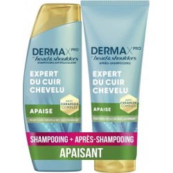HEAD & SHOULDERS Shampooing & Après Shampooing Antipelliculaire Derma X pro Apaise Extrait d'Aloe Vera lot de 2 flacons de 250 &