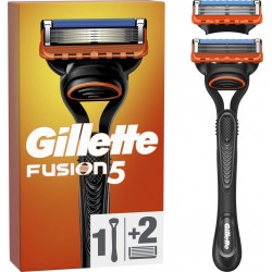 GILLETTE Rasoir Fusion 5 Pour Homme 3 Lames le paquet avec 1 manche + 2 recharges de lames