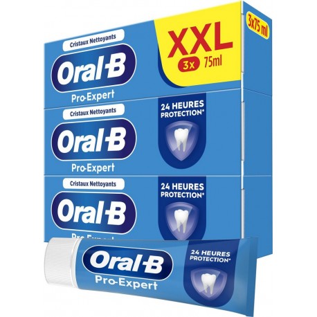 ORAL-B Dentifrice Pro-Expert Cristaux Nettoyants lot de 3 tubes de 75ml