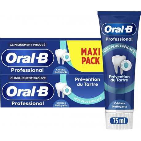 ORAL-B Dentifrice Professional Prévention du Tartre lot de 2 tubes 75ml