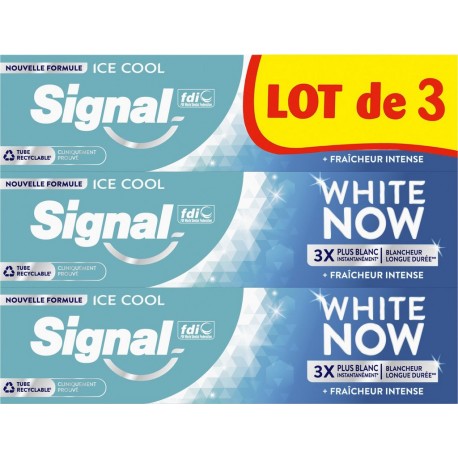 SIGNAL Dentifrice Ice Cool White Now + Fraîcheur Intense lot de 3