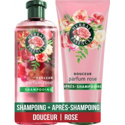 HERBAL ESSENCES Shampoing Douceur Parfum de rose Vegan lot de 2 flacons de 250ml et 200ml