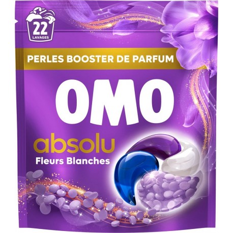 OMO Lessive capsules Absolu Fleurs Blanches Bois de Cèdre 22 capsules