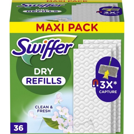 SWIFFER Lingettes Pour Balai Attrape Poussière Sols Propre et Frais 36 lingettes