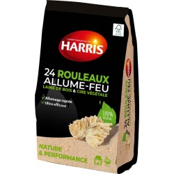 HARRIS Allume-feux à la Laine de Bois et Cire Végétale 24 rouleaux