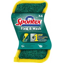 SPONTEX Eponge Microfibre Flex & Wash 4 éponges