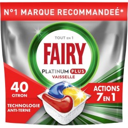 FAIRY Tablette lave-Vaisselle Platinum Plus Tout en 1 Filtre Nettoyé + Anti-Terne 40 tablettes