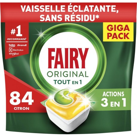FAIRY Tablette lave-Vaisselle Original Tout en 1 Citron 84 tablettes