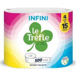 LE TREFLE Papier Toilette Doux Et Résistant Infini le lot 4 rouleaux
