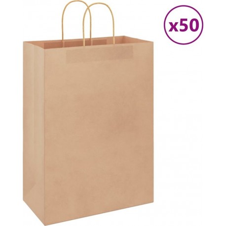 Vidaxl Sacs En Papier 50 Pcs Avec Poignées Marron 32x17x44 Cm