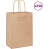 Vidaxl Sacs En Papier 250 Pcs Avec Poignées Marron 15x8x21 Cm