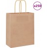 Vidaxl Sacs En Papier 250 Pcs Avec Poignées Marron 18x8x22 Cm