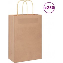 Vidaxl Sacs En Papier 250 Pcs Avec Poignées Marron 21x11x31 Cm