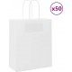 Vidaxl Sacs En Papier 50 Pcs Avec Poignées Blanc 18x8x22 Cm