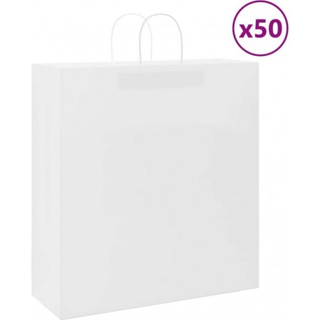 Vidaxl Sacs En Papier 50 Pcs Avec Poignées Blanc 45x17x48 Cm