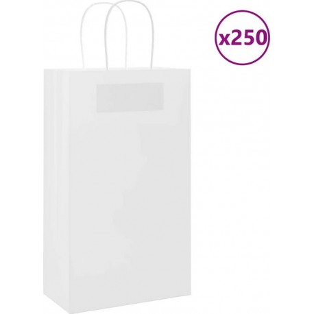 Vidaxl Sacs En Papier 250 Pcs Avec Poignées Blanc 54x15x49 Cm