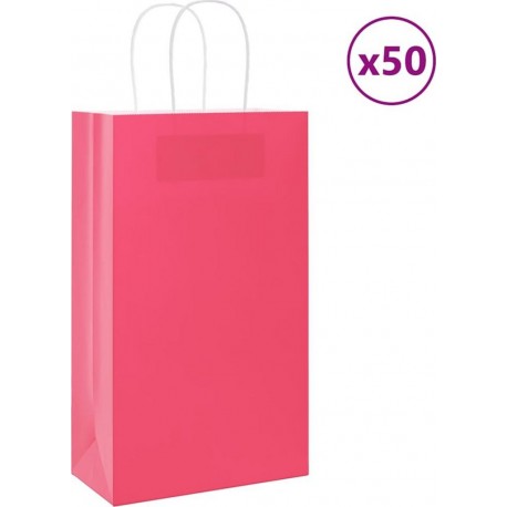 Vidaxl Sacs En Papier 50 Pcs Avec Poignées Rose 21x11x36 Cm