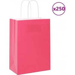 Vidaxl Sacs En Papier 250 Pcs Avec Poignées Rose 15x8x21 Cm