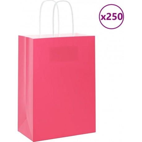 Vidaxl Sacs En Papier 250 Pcs Avec Poignées Rose 15x8x21 Cm