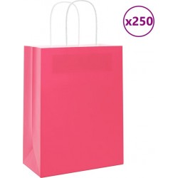 Vidaxl Sacs En Papier 250 Pcs Avec Poignées Rose 21x11x28 Cm