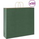 Vidaxl Sacs En Papier 50 Pcs Avec Poignées Vert 54x15x49 Cm