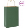 Vidaxl Sacs En Papier 250 Pcs Avec Poignées Vert 21x11x31 Cm