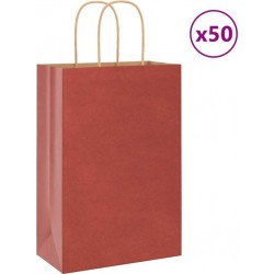 Vidaxl Sacs En Papier 50 Pcs Avec Poignées Rouge 21x11x31 Cm