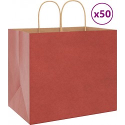 Vidaxl Sacs En Papier 50 Pcs Avec Poignées Rouge 32x22x28 Cm