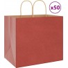 Vidaxl Sacs En Papier 50 Pcs Avec Poignées Rouge 32x22x28 Cm