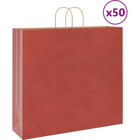 Vidaxl Sacs En Papier 50 Pcs Avec Poignées Rouge 54x15x49 Cm