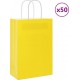 Vidaxl Sacs En Papier 50 Pcs Avec Poignées Jaune 21x11x31 Cm