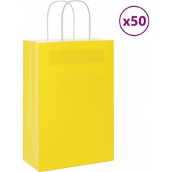 Vidaxl Sacs En Papier 50 Pcs Avec Poignées Jaune 21x11x31 Cm
