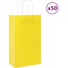 Vidaxl Sacs En Papier 50 Pcs Avec Poignées Jaune 21x11x36 Cm