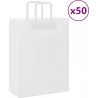 Vidaxl Sacs En Papier 50 Pcs Avec Poignées Blanc 26x12x35 Cm