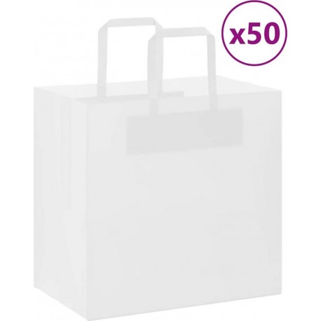 Vidaxl Sacs En Papier 50 Pcs Avec Poignées Blanc 26x17x25 Cm