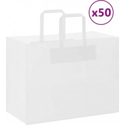 Vidaxl Sacs En Papier 50 Pcs Avec Poignées Blanc 32x17x25 Cm