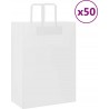 Vidaxl Sacs En Papier 50 Pcs Avec Poignées Blanc 32x17x44 Cm