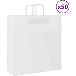 Vidaxl Sacs En Papier 50 Pcs Avec Poignées Blanc 45x17x48 Cm