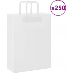 Vidaxl Sacs En Papier 250 Pcs Avec Poignées Bleu 26x12x35 Cm