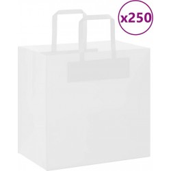 Vidaxl Sacs En Papier 50 Pcs Avec Poignées Blanc 26x17x25 Cm