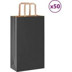 Vidaxl Sacs En Papier 50 Pcs Avec Poignées Noir 21x11x36 Cm